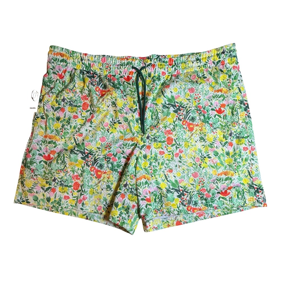 Original Use Mens Floral Mesh Shorts XXL Green Yellow Red Wildflower Print NEW